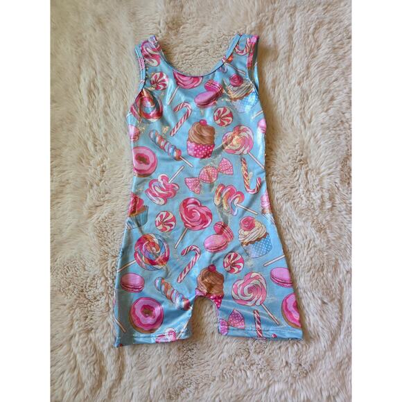 Sweet Treats Candy Gymnastics Dance Biketard Leotard size 130, 8 years - Picture 1 of 5